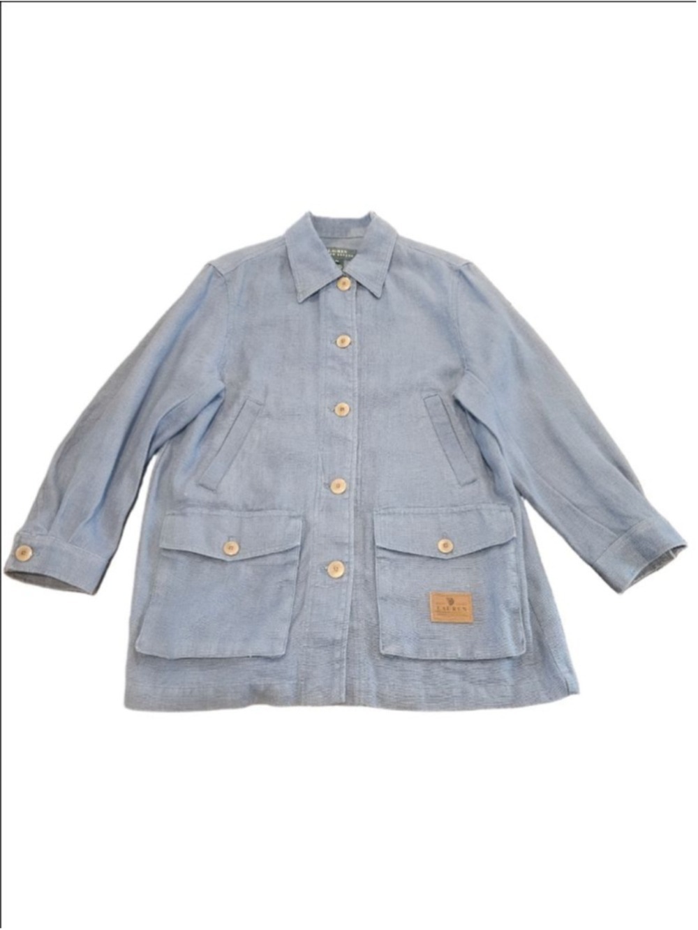 Women's Lauren Ralph Lauren Vintage 90s Blue Linen Utility Chore Jacket M